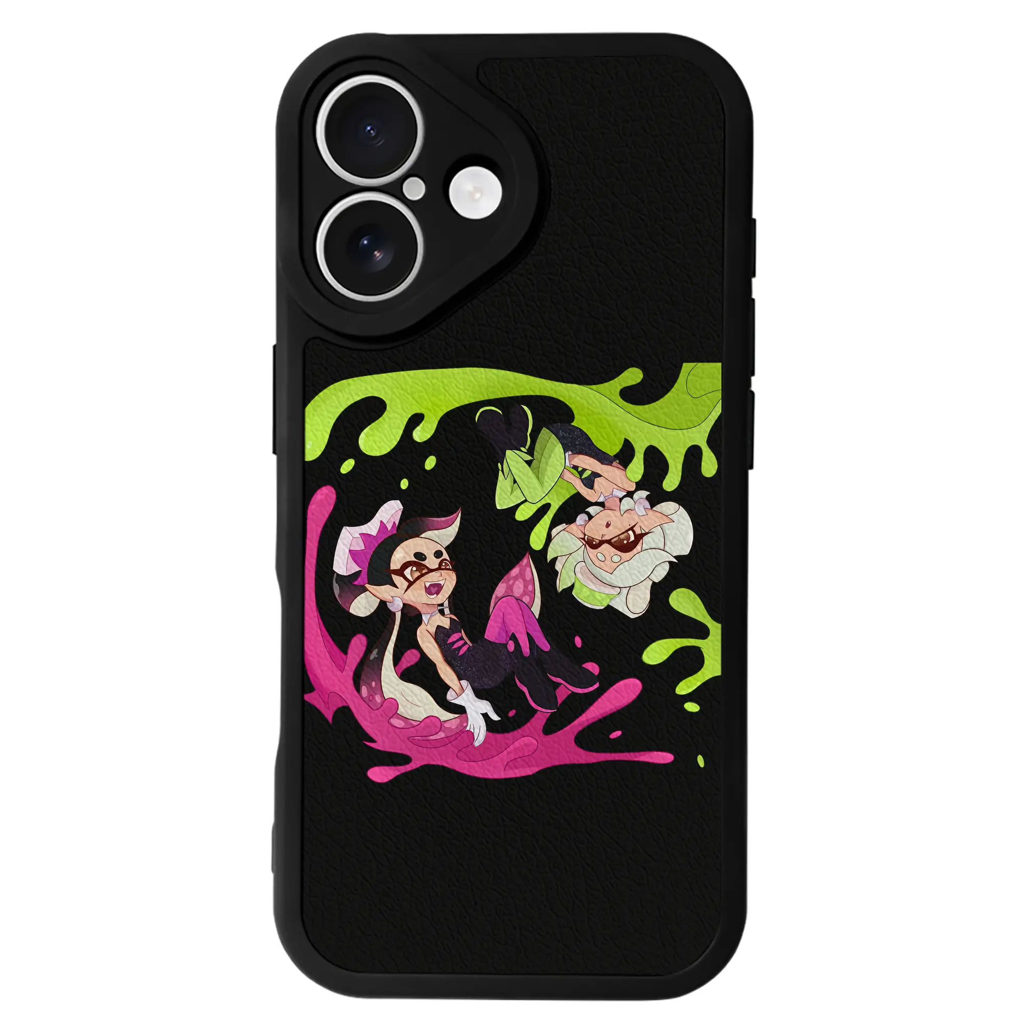 スプラトゥーン グッズ,シオカラーズ - IPhone 16シリーズ対応 ・ シリコンスマホケース ・ レザー調 ・ 高精度フィット ・ 耐衝撃 ・ ワイヤレス充電対応 ・ 精密カット